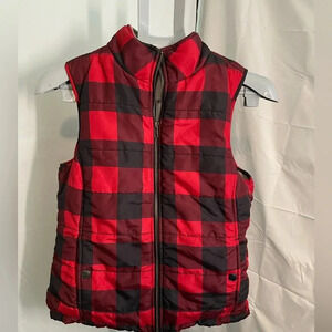 Black and red‎ buffalo plaid natural reflections puffer vest size small